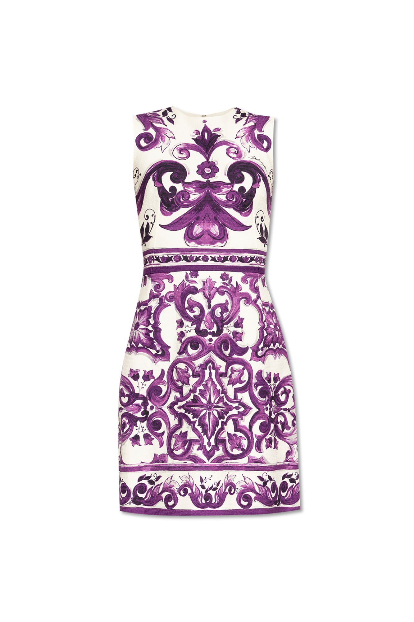 ワンピース Dolce&Gabbana Dress With Purple Majolica Print In Cotton Pop Purple Cotton dress with 